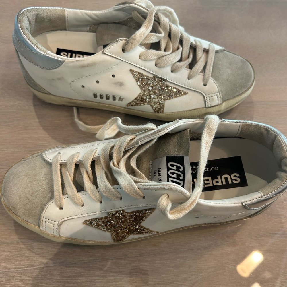 Golden Goose Superstar Classic with Spur in White /Ice/Gold/ Silver